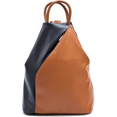 Alive With Style 'Dina' Italian Leather Backpack/Shoulder Bag in Ice Blue/Navy-Navy/Tan-Cream/Taupe-Beige/Black