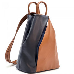 Alive With Style 'Dina' Italian Leather Backpack/Shoulder Bag in Ice Blue/Navy-Navy/Tan-Cream/Taupe-Beige/Black