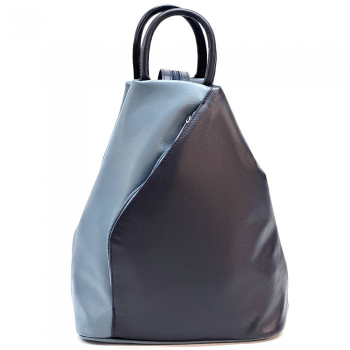 Alive With Style 'Dina' Italian Leather Backpack/Shoulder Bag in Ice Blue/Navy-Navy/Tan-Cream/Taupe-Beige/Black