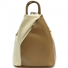 Alive With Style 'Dina' Italian Leather Backpack/Shoulder Bag in Ice Blue/Navy-Navy/Tan-Cream/Taupe-Beige/Black