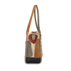 Alive With Style 'Star Crossed Lover' Leather Tote/Shoulder Bag by Sassy Duck in Multi Beige