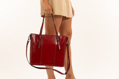 Alve With Style 'Madrid' Leather Tote by Sassy Duck in Red-Tan-Black