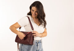 Alive With Style 'Serena' Shoulder/Cross Body Bag by Sassy Duck in Black-Burgundy-Green
