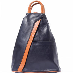 Alive With Style 'Vanna' Italian Leather Backpack in Navy/Tan-Red-Light Blue