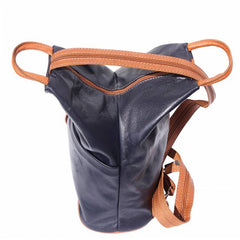Alive With Style 'Vanna' Italian Leather Backpack in Navy/Tan-Red-Light Blue