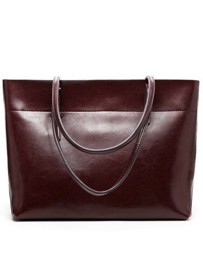 Alive With Style 'Morgan' Small Leather Tote/Shoulder Bag in Chocolate