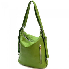 Alive With Style 'Berri' Italian Leather Shoulder Bag/Backpack in Green-Cream-White-Bordeaux-Tan-Fuschia-Lavender