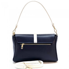 Alive With Style 'Marisa' Italian Leather Shoulder/Cross Body Bag in Navy/White-Beige-Beige/Tan-Beige/Taupe-White-Navy-Ice Blue-Tan-Black-Camel-Red-Taupe-Taupe/Cream