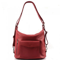 Alive With Style 'Lidia' Italian Leather Shoulder Bag/Backpack in Taupe-Dark Red-Tan-Black-Red-Cream-Pink-Denim-Grey-Olive-Navy