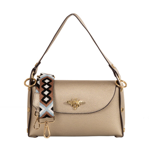 Alive With Style 'New Bee' Shoulder/Cross Body Bag by Sassy Duck in Black-Gold-Navy-Tan