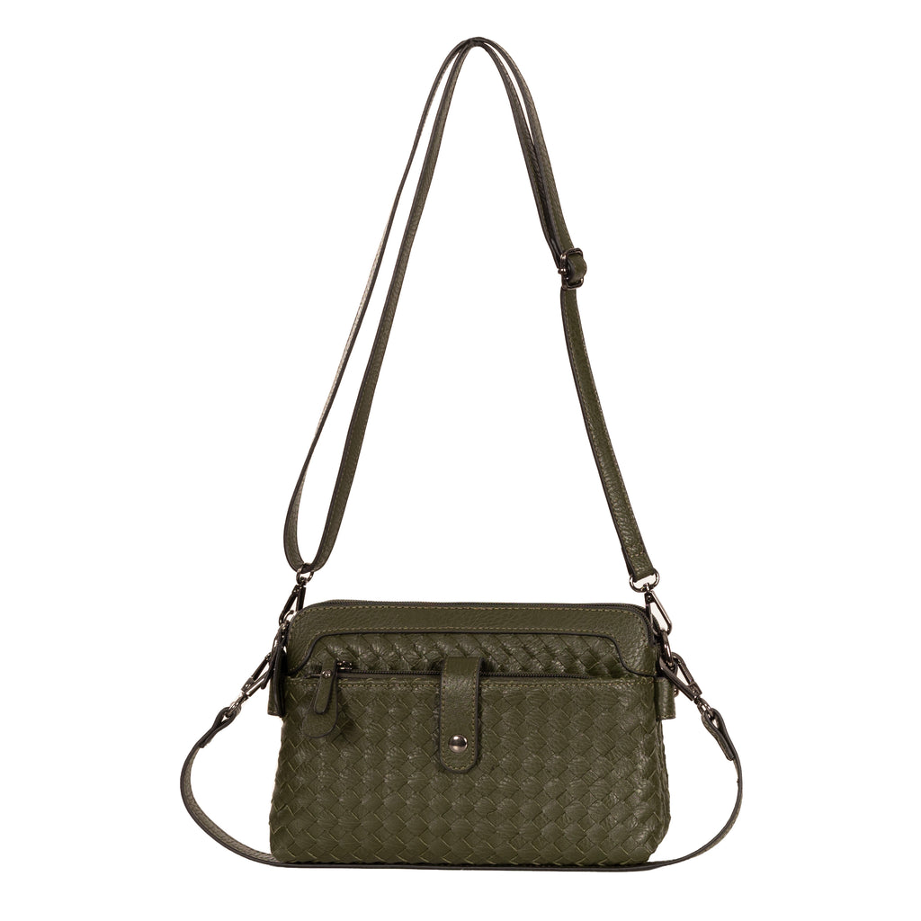 Alive With Style 'Riley' Shoulder/Cross Body Bag by Sassy Duck in Navy-Tan-Olive-Silver