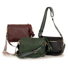 Alive With Style 'Serena' Shoulder/Cross Body Bag by Sassy Duck in Black-Burgundy-Green