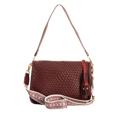 Alive With Style 'Serena' Shoulder/Cross Body Bag by Sassy Duck in Black-Burgundy-Green