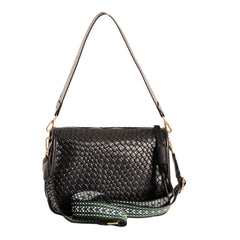 Alive With Style 'Serena' Shoulder/Cross Body Bag by Sassy Duck in Black-Burgundy-Green