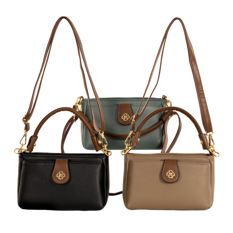 Alive With Style 'Trinity' Handbag/Shoulder/Cross Body Bag by Sassy Duck in Brown-Green-Black