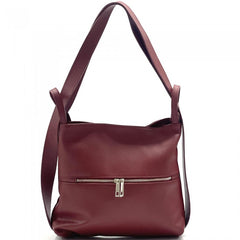 Alive With Style 'Greta' Leather Shoulder Bag/Backpack in Bordeaux-Pink-Navy-Chocolate-Caramel-Black-Olive-Fuschia-White-Denim-Sage-Light Taupe-Dark Taupe-Yellow-Light Red-Bright Blue-Cream-Blue-Light Grey-Dark Grey-Light Cyan
