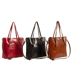 Alve With Style 'Madrid' Leather Tote by Sassy Duck in Red-Tan-Black