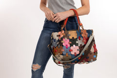 Alive With Style 'Annette' Leather Handbag/Shoulder/Cross Body Bag by Sassy Duck in Multi
