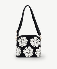 Alive With Style 'Wild Rose' Shoulder/Cross Body Bag by Sassy Duck in Black/White Floral