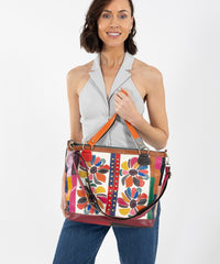 Alive With Style 'Botanica' Leather Tote/Handbag/Shoulder Bag by Sassy Duck in Multi