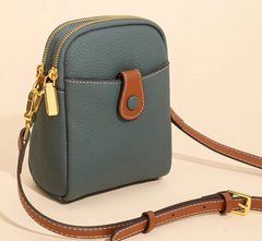Alive With Style 'Poppet' Leather Shoulder/Cross Body Bag in Black-Green-Taupe-Cream-Tan