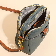 Alive With Style 'Poppet' Leather Shoulder/Cross Body Bag in Black-Green-Taupe-Cream-Tan