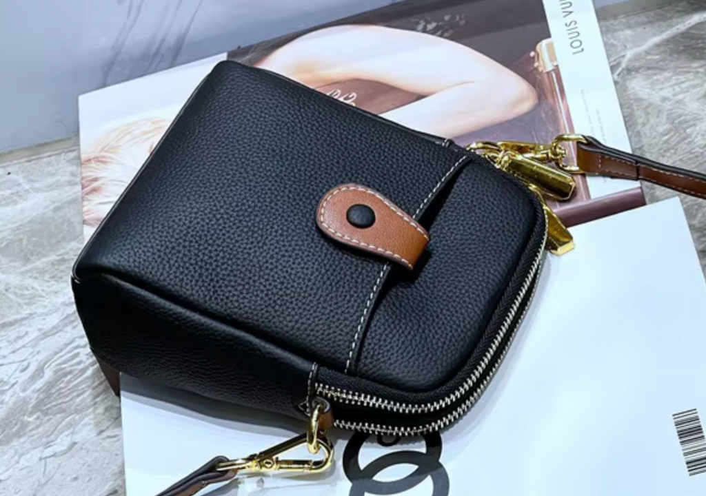 Alive With Style 'Poppet' Leather Shoulder/Cross Body Bag in Black-Green-Taupe-Cream-Tan