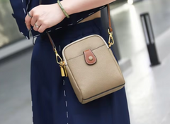 Alive With Style 'Poppet' Leather Shoulder/Cross Body Bag in Black-Green-Taupe-Cream-Tan