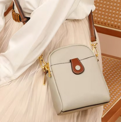 Alive With Style 'Poppet' Leather Shoulder/Cross Body Bag in Black-Green-Taupe-Cream-Tan