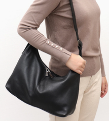 Alive With Style 'Elly' Leather Shoulder Bag in Black-Olive
