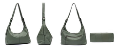 Alive With Style 'Elly' Leather Shoulder Bag in Black-Olive