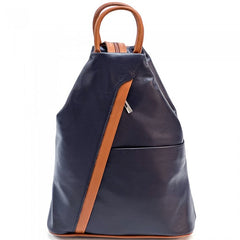 Alive With Style 'Vanna' Italian Leather Backpack in Black-Navy/Tan-Tan/Brown