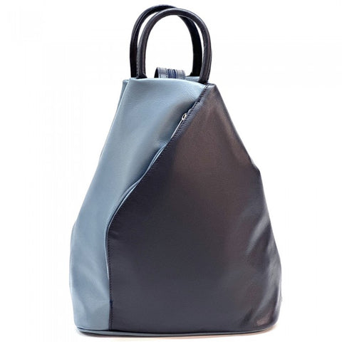 Alive With Style 'Dina' Italian Leather Backpack/Shoulder Bag in Ice Blue/Navy-Navy/Tan-Cream/Taupe-Beige/Black