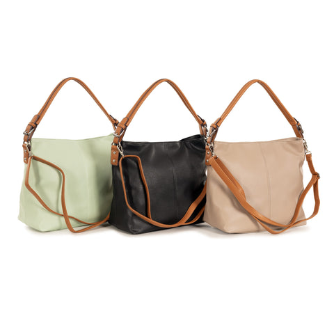 Alive With Style 'Tegan' Shoulder/Cross Body Bag by Sassy Duck in Black-Mushroom-Sage