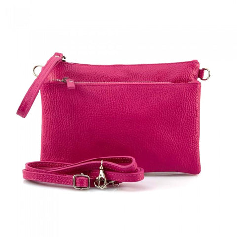 Alive With Style 'Sara' Leather Shoulder/Cross Body Bag/Wristlet/Clutch in Fuchsia-Black-Light Blue-Yellow-Red-Tan-Navy-Taupe-Silver-Gold