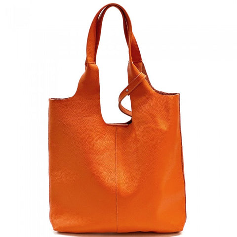 Alive With Style 'Claudia' Italian Leather Shoulder Bag/Tote in Orange-Silver-Fuchsia-Red-Olive-Navy-Ice Blue-Grey-Tan-Gold-Cream-Pink-White-Green-Bronze-Brown-Petrol-Dark Brown-Light Taupe-Dark Grey-Wine-Dusty Pink-Dark Taupe