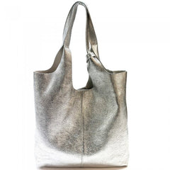 Alive With Style 'Claudia' Italian Leather Shoulder Bag/Tote in Orange-Silver-Fuchsia-Red-Olive-Navy-Ice Blue-Grey-Tan-Gold-Cream-Pink-White-Green-Bronze-Brown-Petrol-Dark Brown-Light Taupe-Dark Grey-Wine-Dusty Pink-Dark Taupe