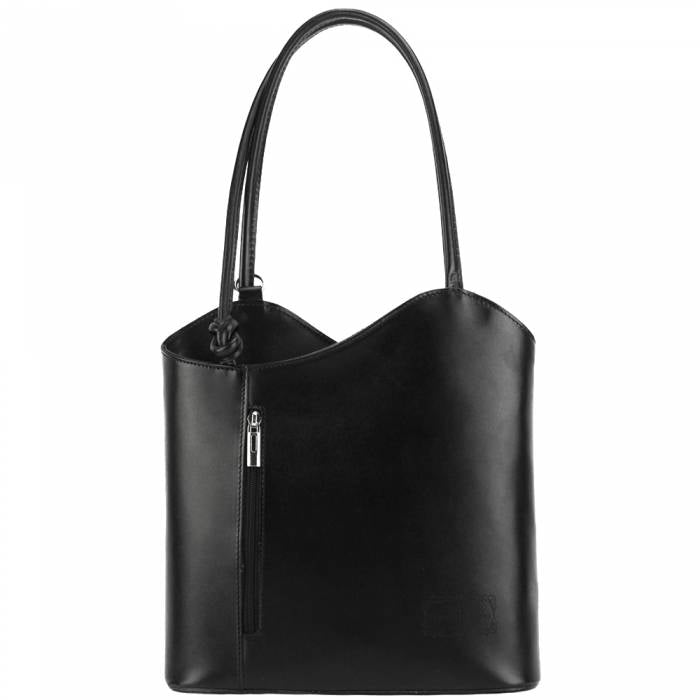 Alive With Style 'Cloe' Italian Leather Shoulder Bag/Backpack in Tan-Cream/Tan-Black
