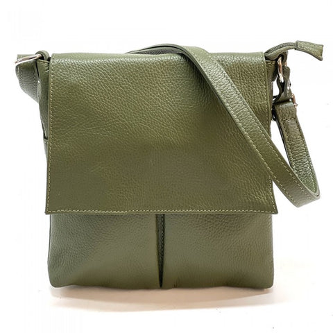 Alive With Style 'Oriana' Italian Leather Shoulder/Cross Body Bag in Black-Yellow-Ice Blue-Orange-Fuschia-Denim-Red-Bordeaux-Dark Taupe-Purple-Chocolate-Rose-White-Cream-Olive-Light Taupe-Pink-Grey-Dark Grey-Tan-Bright Blue-Green