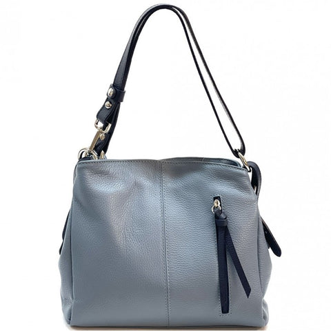 Alive With Style 'Melie' Italian Leather Shoulder/Cross Body Bag in Light Blue/Navy-Orange/Black-Cream/Tan-White/Black-Navy-Navy/Tan-Blue-Yellow/Black-Grey/Light Grey-Black-Dark Blue-Tan/brown-Red-Beige-Beige/Black-Taupe-Green-Sage-Purple/Black