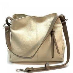 Alive With Style 'Melie' Italian Leather Shoulder/Cross Body Bag in Taupe/Black-Orange/Black-Cream-Cream/Taupe-White-White/Black-Blue-Pink-Yellow-Grey-Dark Pink-Red-Taupe-Green-Purple-Red/Black-Light Brown