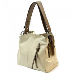 Alive With Style 'Melie' Italian Leather Shoulder/Cross Body Bag in Taupe/Black-Orange/Black-Cream-Cream/Taupe-White-White/Black-Blue-Pink-Yellow-Grey-Dark Pink-Red-Taupe-Green-Purple-Red/Black-Light Brown