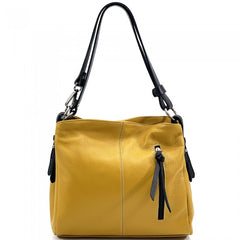 Alive With Style 'Melie' Italian Leather Shoulder/Cross Body Bag in Taupe/Black-Orange/Black-Cream-Cream/Taupe-White-White/Black-Blue-Pink-Yellow-Grey-Dark Pink-Red-Taupe-Green-Purple-Red/Black-Light Brown