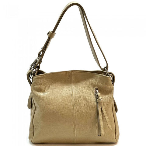Alive With Style 'Melie' Italian Leather Shoulder/Cross Body Bag in Taupe/Black-Orange/Black-Cream-Cream/Taupe-White-White/Black-Blue-Pink-Yellow-Grey-Dark Pink-Red-Taupe-Green-Purple-Red/Black-Light Brown