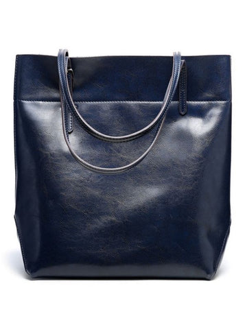 Alive With Style 'Morgan' Large Leather Tote/Shoulder Bag in Navy
