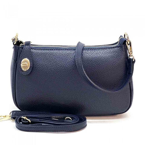 Alive With Style 'Sophia' Italian Leather Shoulder/Cross Body Bag in Navy/Tan-Ivory/Tan-Grey-Jade-Wine/Black-Navy-Red-Blue-Olive