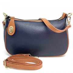 Alive With Style 'Sophia' Italian Leather Shoulder/Cross Body Bag in Navy/Tan-Taupe/Black-Grey/Black-Tan/Brown-White-Cream/Beige-Cream/Tan-Jade-Black