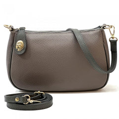 Alive With Style 'Sophia' Italian Leather Shoulder/Cross Body Bag in Navy/Tan-Taupe/Black-Grey/Black-Tan/Brown-White-Cream/Beige-Cream/Tan-Jade-Black