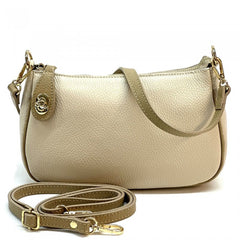 Alive With Style 'Sophia' Italian Leather Shoulder/Cross Body Bag in Navy/Tan-Taupe/Black-Grey/Black-Tan/Brown-White-Cream/Beige-Cream/Tan-Jade-Black