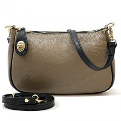 Alive With Style 'Sophia' Italian Leather Shoulder/Cross Body Bag in Navy/Tan-Taupe/Black-Grey/Black-Tan/Brown-White-Cream/Beige-Cream/Tan-Jade-Black